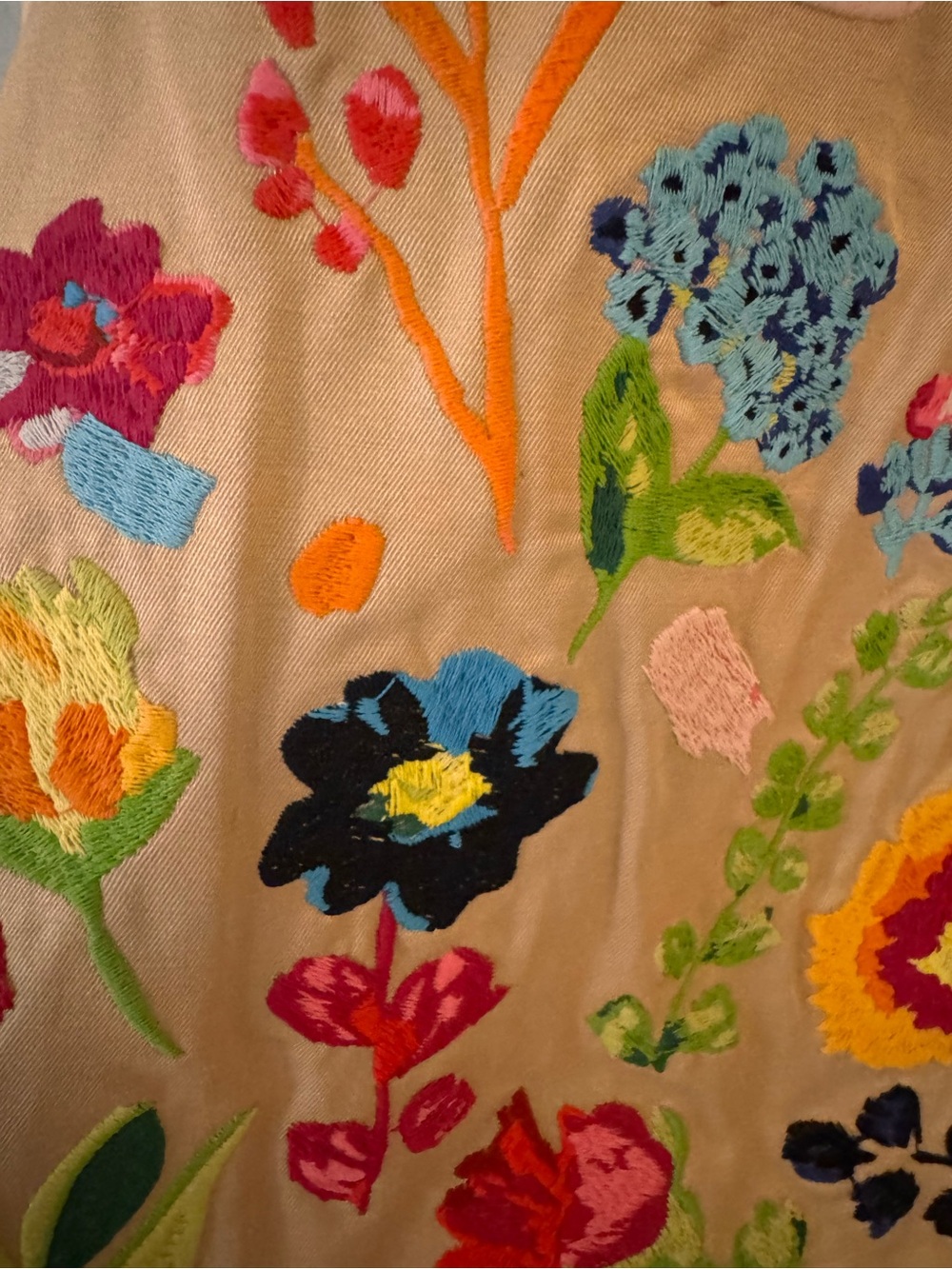 *VIRAL* Beige Embroidered Floral Trench Coat - Picture 8 of 8